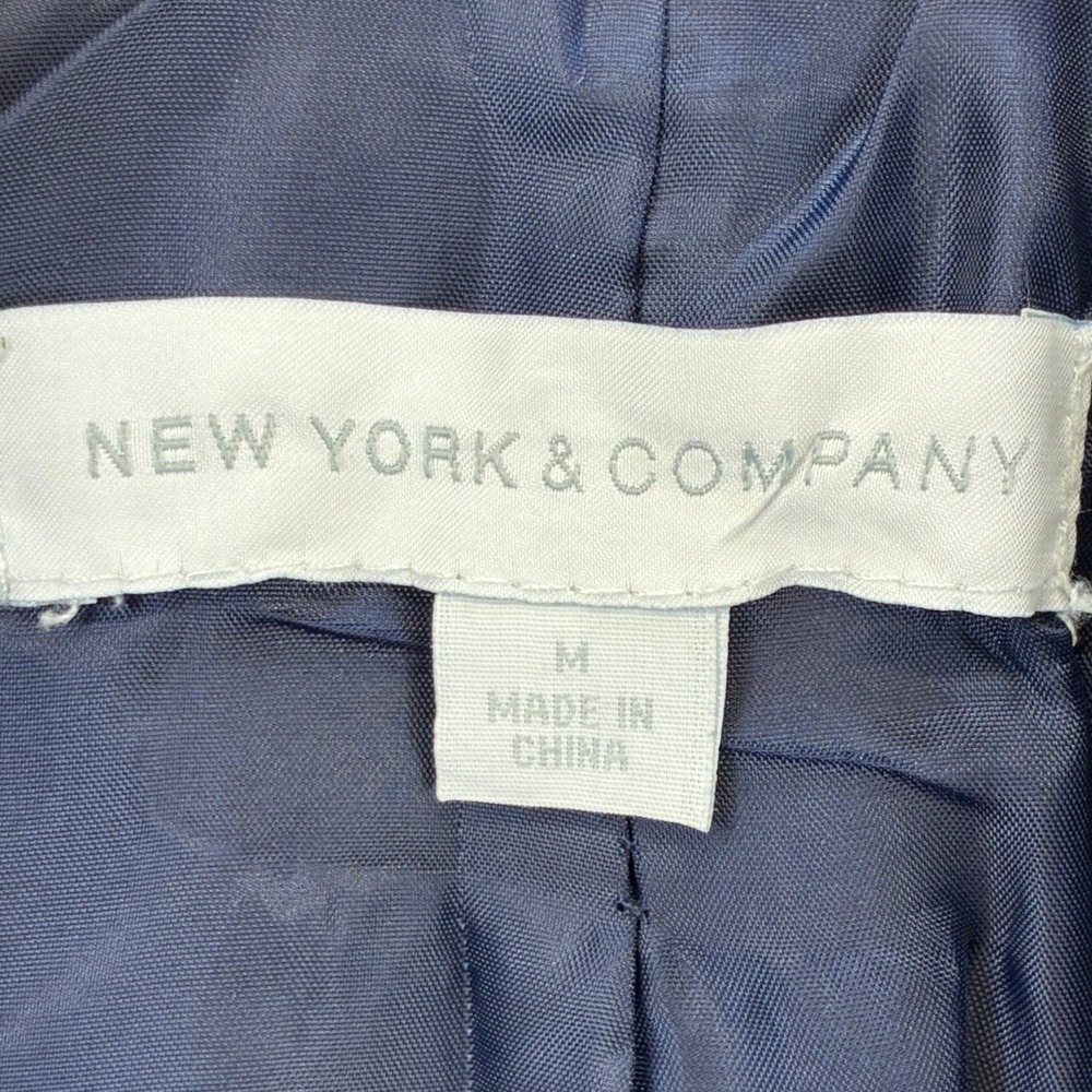 New York & Company Trench Coat Double Breasted Womens Medium Navy Belted - Picture 6 of 15